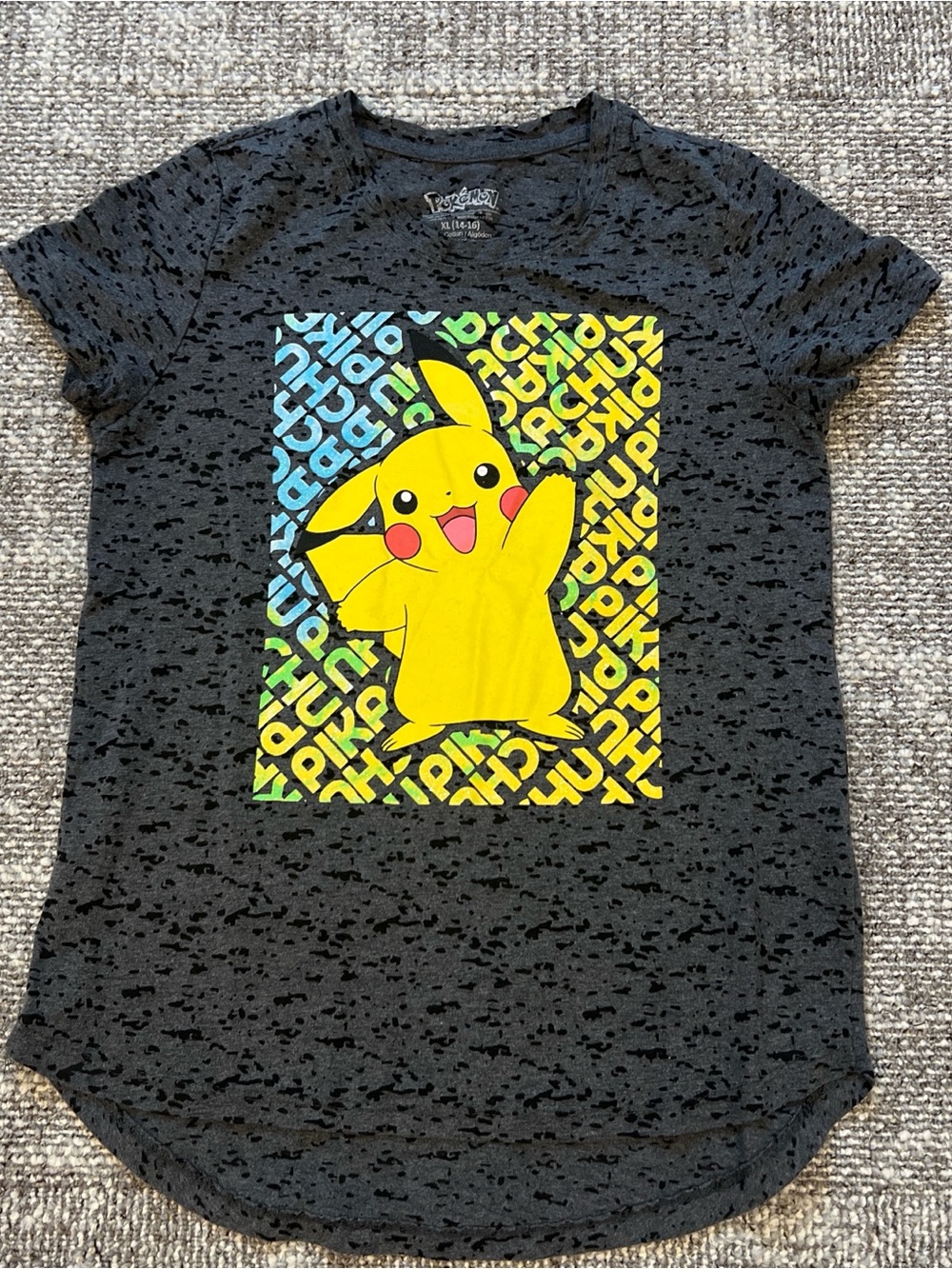Pokemon Kids Short Sleeve Tee - Gray with Yellow Pikachu